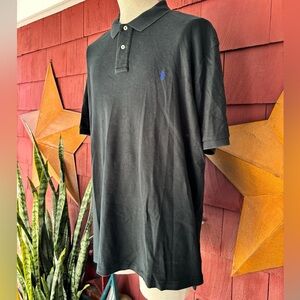Polo Ralph Lauren Black Collared Short Sleeve Polo Shirt Mens Size XL .